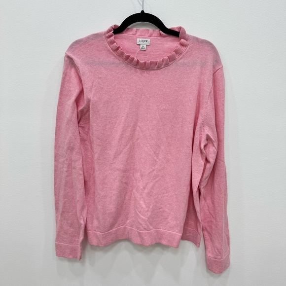 J. Crew Factory Ruffle Neck Crew Neck Sweater Soft Azalea Pink New with tags XL - Picture 3 of 6